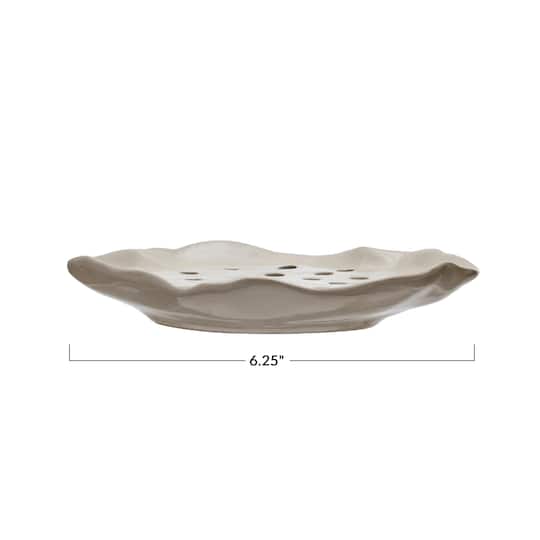 6&#x22; Ivory Stoneware Soap Dish with Removable Tray